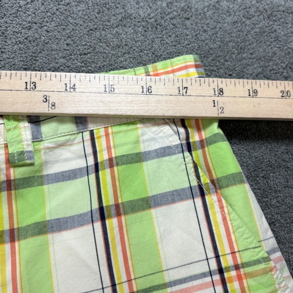 Lacoste Shorts Mens Size 36 Green Plaid Flat Front Cotton Preppy Golf Summer
